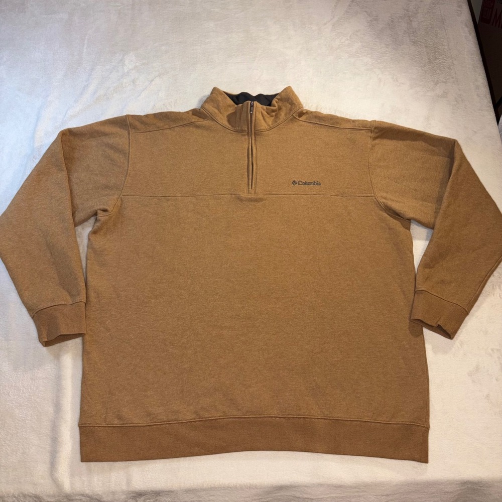 Columbia‎ Mens XXL Tan Heather Quarter Zip Pullover Fleece Sweatshirt